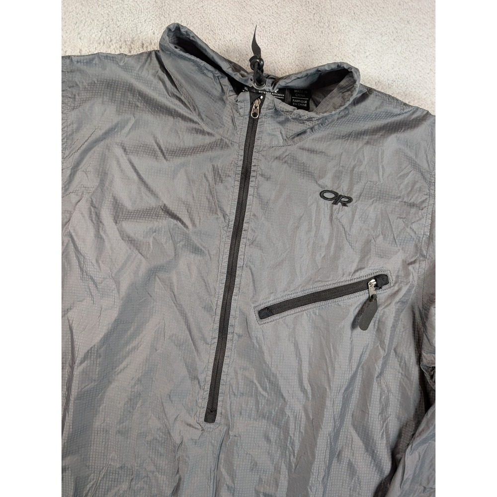 Outdoor Research Mens XL Gray Ripstop Half Zip Windbreaker Jacket Pullover